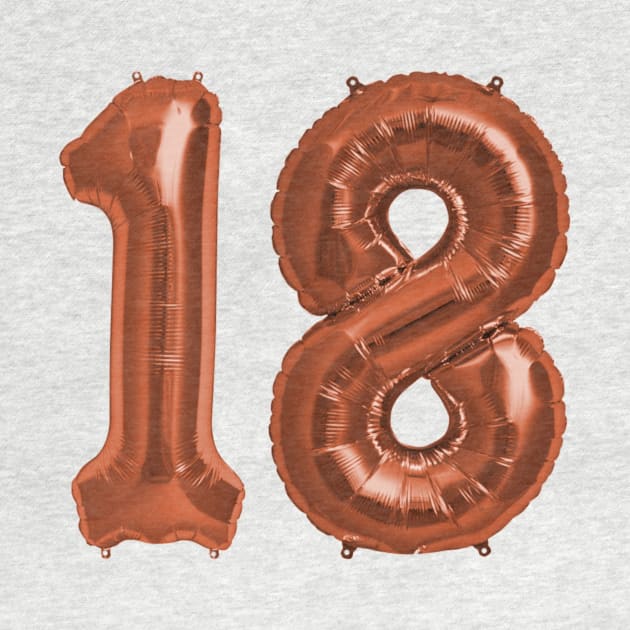 Copper 18th Birthday Metallic Helium Balloons Numbers by podartist